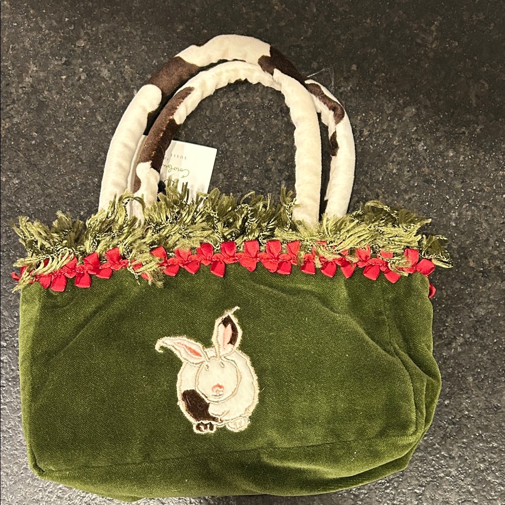 Green Velvet Bunny Tote Bag